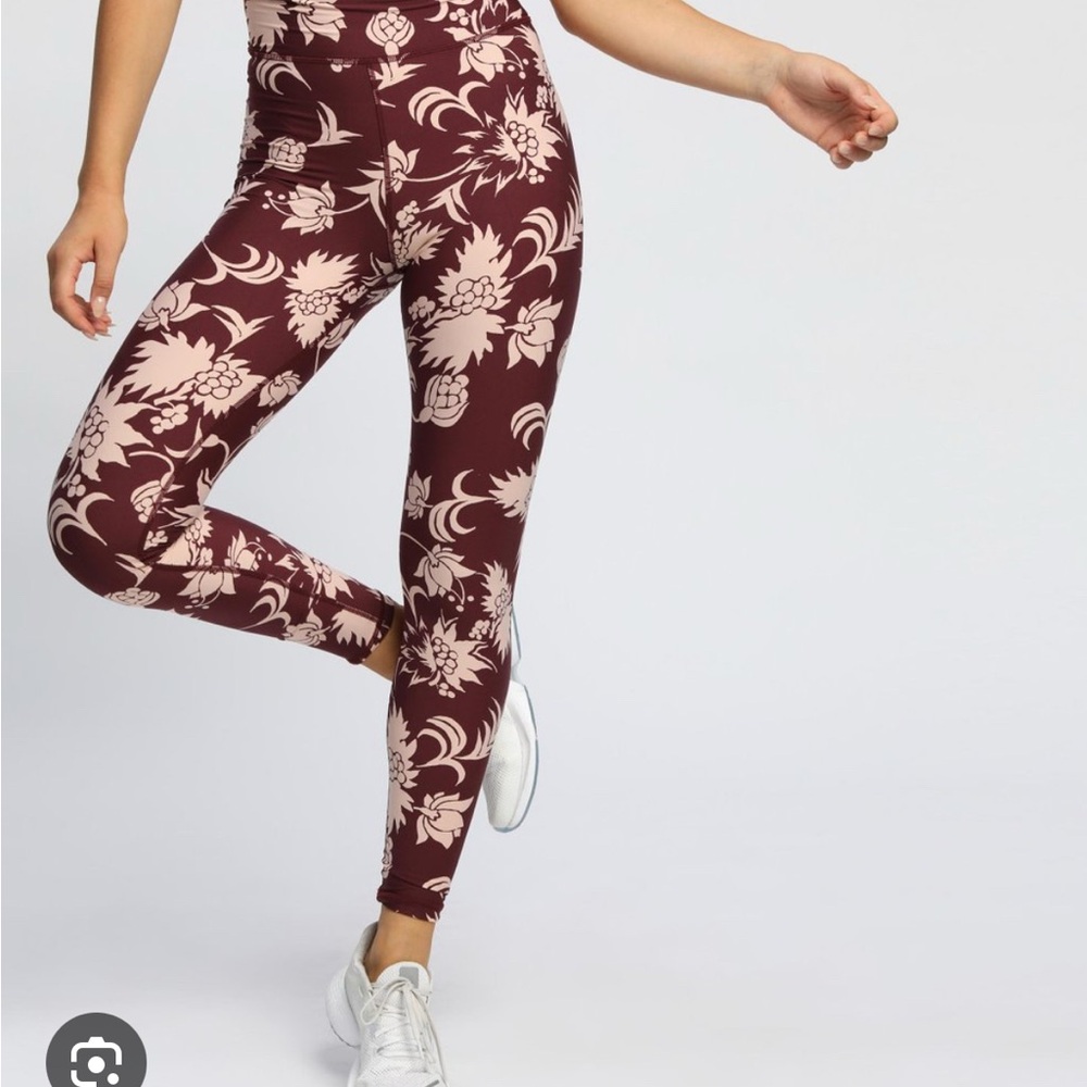 The Upside Leggings - Burgundy and Cream Floral